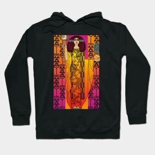 Art Nouveau lady (orange on pink) Hoodie